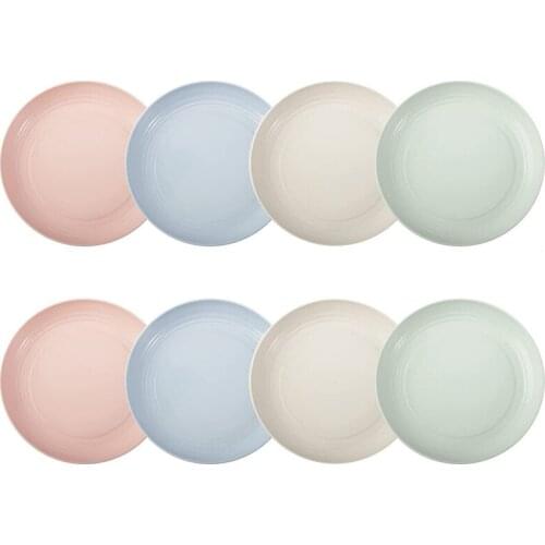 Plastic Plates Reusable Eco-Friendly Lightweight Wheat Straw Plates, Salad Plates, Camping Plates, Dinner Plates 8 Pack