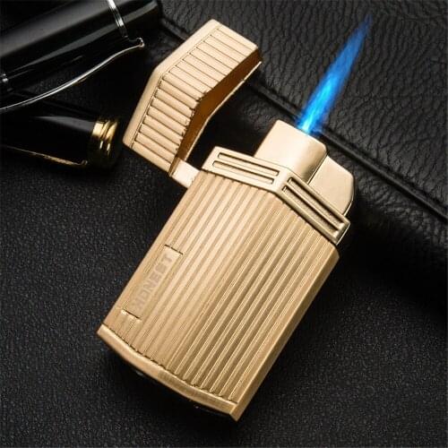 Portable Metal Lighter Inflatable Direct Fire Igniter Powerful Blue Flame Smoking Tools Advanced Texture Gadgets Gifts for Men