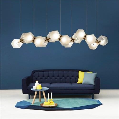 Post Modern Wells Frosted Glass DNA Pendant Light Lustre Led Pendant Lamp Luxury Living Room Hanging Light Fixtures