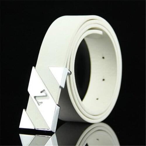 Men Women Brand Belt Fashion Letter Smooth Buckle Belt Unisex Faux Leather Waist Belt Strap Casual Black Luxury Belt