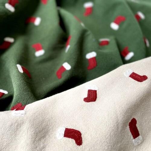 Christmas socks embroidery cotton/linen fabric handmade diy tablecloth clothing fabric thickening