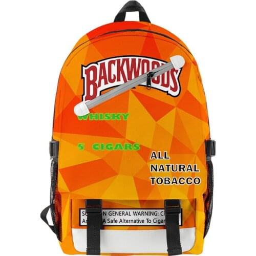 BACKWOODS CIGARS Backpacks Bags Teenage Boys Girls School Bags Yong Men Women Travel Sports Casual Backpack Black 3D Print Bags