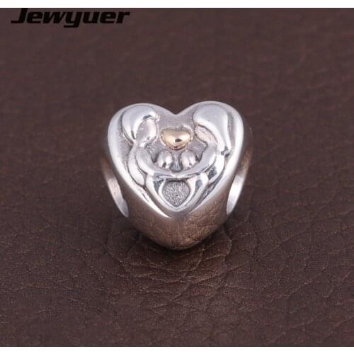 Hearts charms 925 Sterling Silver jewelry family love charm Fit beads Bracelets necklaces DIY fine Jewelry Memnon BE0921
