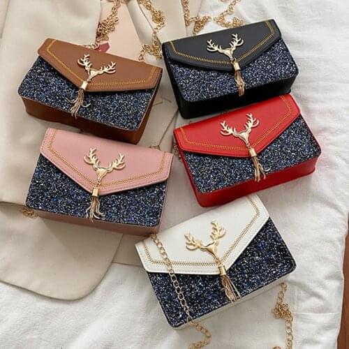 2021 Summer Women Version Of The Small Square Bag Frosted Sequins Iron Tassel Color Matching Phone Bag Shoulder Diagonal Female