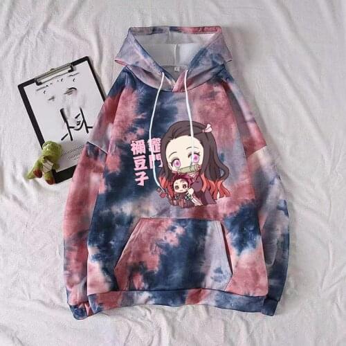 Japanese Anime Hoodies Demon Slayer Kamado Nezuko Hoodies Women Men Loose Polyester Pullover Spring and Autumn