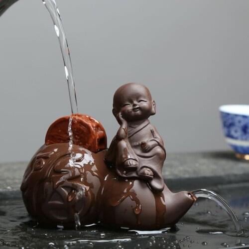 Creative tea pet purple clay tea play yixing zisha monk statue small table decoration funny ornament on sales