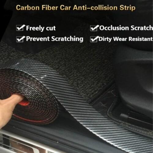 Carbon Fiber Rubber Car Styling Moulding Strip Soft Black Trim Bumper Strip DIY Door Sill Protector Edge Guard Car Stickers