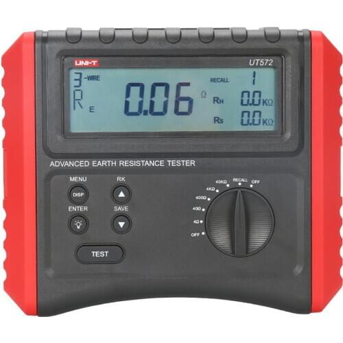 UNI-T UT572 Advance Earth Reistance Tester, Digital Ground Resistance Test/Soil Resistivity Test Data Storage LCD Backlight