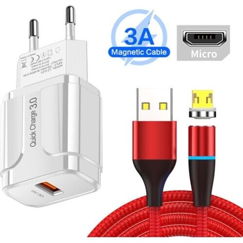 P Smart Z Charger QC 3.0 Type C Magnetic 3A Fast Charge Micro USB Cable For Huawei Y6p Y9 Motorola G9 Plus G8 Play LG Velvet Q60