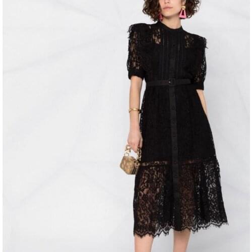 2021 New arrive O-neck women summer black/white dress