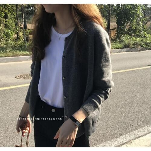 Women Cardigan Sweater Autumn Winter Solid O-neck Knit Cardigan Casual Single-breasted Short Cardigan Women Loose Sweaters Coat