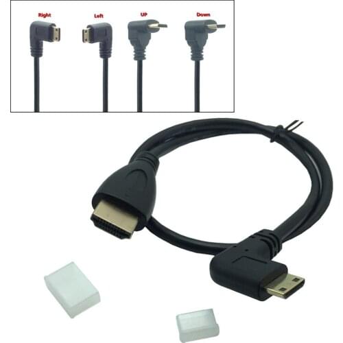 0.5M 90 Degree Angle Mini HDMI To HDMI Male M/M Cable Connector V1.4 For DSLR Video Camera LCD Monitor