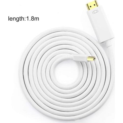 1.8m Connecting Cable High Definition Plug Play ABS Mini DP Reliable Lightweight to HDMI-compatible Converter Cable for Apple