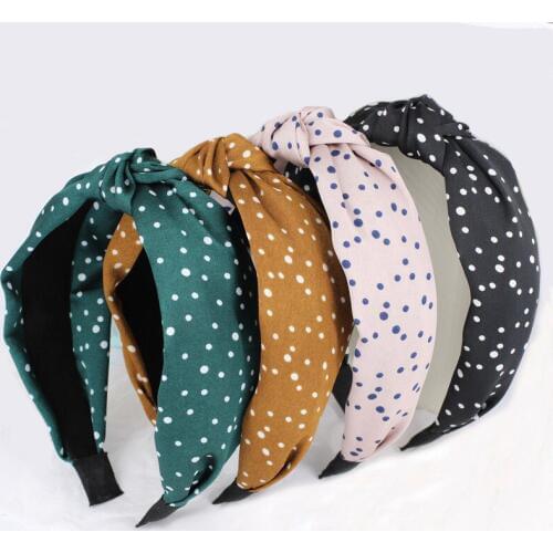 12pcs New Arrival Vintage Polka Dots Headband for Girls Korean Top Knot Hairband for Women Fashion Hair Accessories