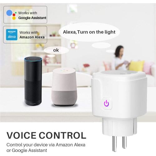 16A WiFi Smart Plug Socket With Power Energy Monitor EU Standard Multi Plug Tuya APP Control Works With Alexa Google Assistant