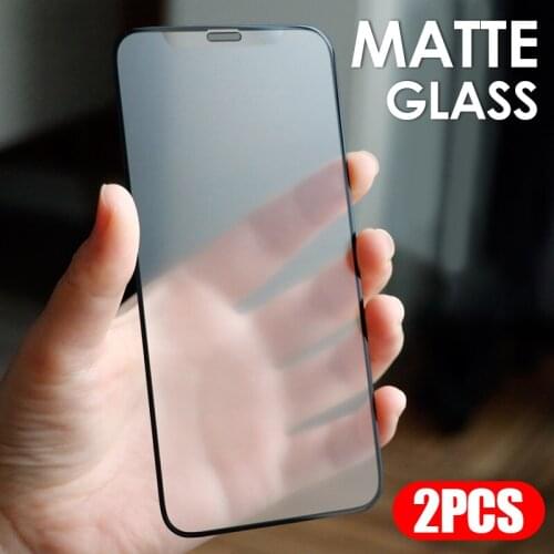 2Pcs Matte Tempered Glass for iPhone 11 12 XS Pro Max and iPhone X XR 6S 7 8 Plus No Fingerprint Frosted Glass Screen Protectors