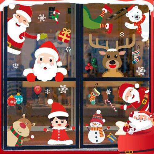 2021 Christmas Snowflake Window Clings Stickers, Xmas Decals Decorations Holiday Snowflake Santa Claus Reindeer Decals for Party