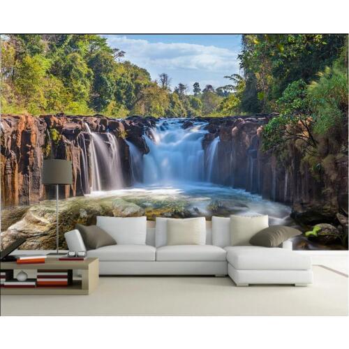Custom photo 3d wallpaper Waterfall flowing water natural scenery living room home decor 3d wall murals wallpaper for walls 3 d
