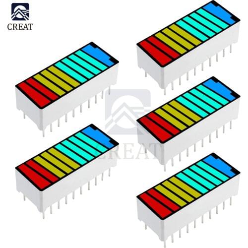 5PCS 10 Segment 4 Color LED Battery Level Bar Graph Power Display Indicator Module Red Yellow Green Blue Multi-color 5V Light