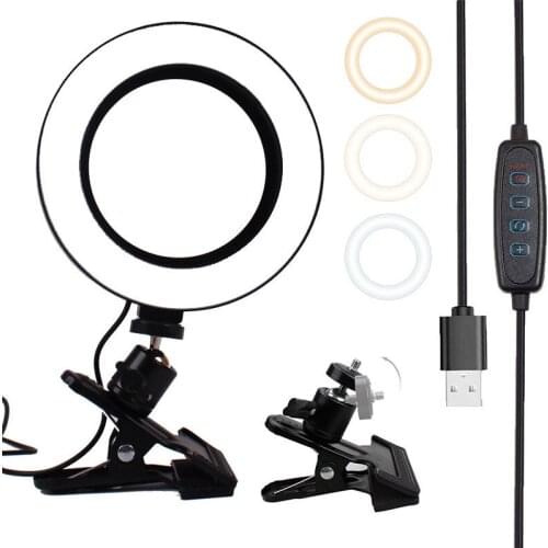 6-Inch Led Ring Fill Light Desktop Clip Light Beauty Fill Light Live Broadcast Light Portable And Easy To Use