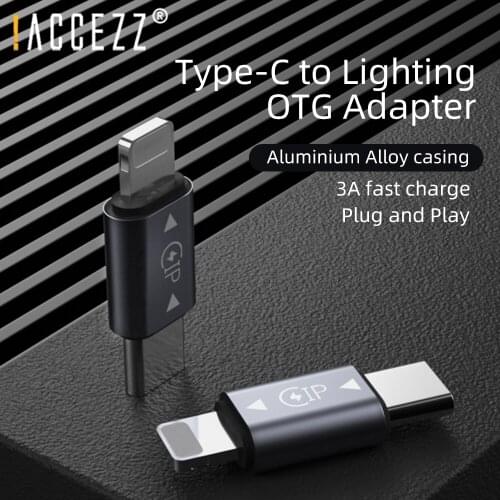 !ACCEZZ OTG Adapter Type C Male to Lighting Male Charging For iPhone 12 11 Pro Max XS Type-C to IOS Device Data Sync Converter
