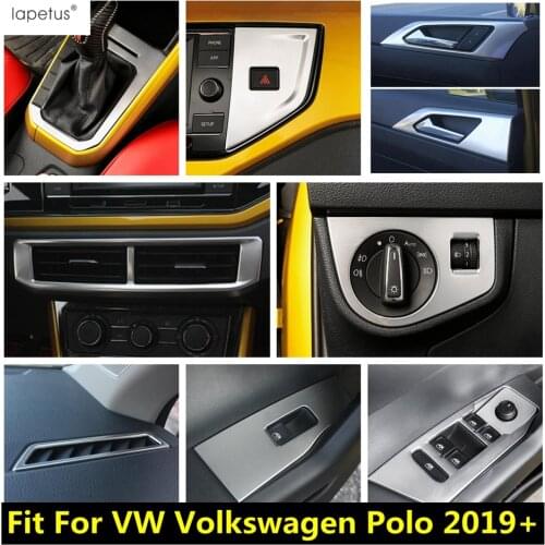 Lapetus Stainless Steel Accessories For VW Volkswagen Polo 2019 - 2021 Middle Air AC Outlet / Window Lift Button Cover Kit Trim