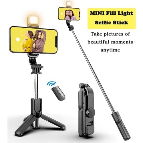 Stainless Steel Wireless Bluetooth-Compatible Selfie Stick Portable Multi-Function Fill Light Mini Tripod Live Desktop Stand