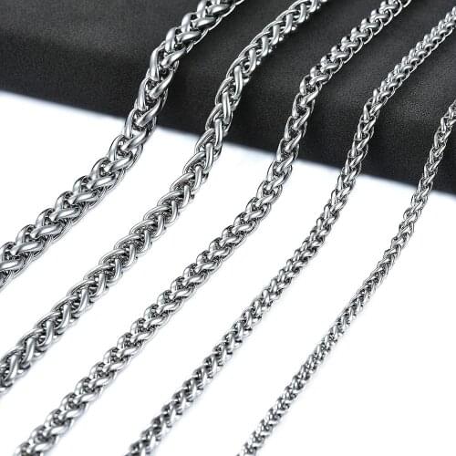 Chain Width 3/4/5/6/7/8mm Fashion 316L Men Women Stainless Steel Basket Necklace Link Classic Jewelry Rope Chain Gift