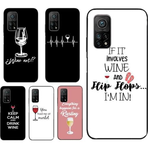 Red Wine Glass Case For POCO M3 Pro F3 X3 Pro Cover For Xiaomi Mi11 11Lite 11Pro Mi 10T Pro Note 10 Lite