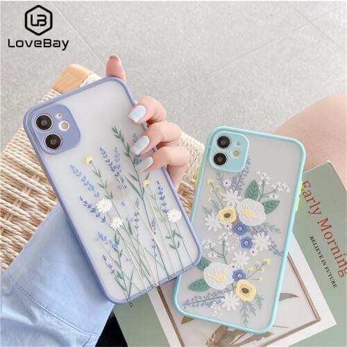 Lovebay NEW Fashion Pretty Flowers Case For iPhone 12 11 Pro Max 7 8 Plus X XR XS Max 11 SE 2020 Luxury Color Thick Border Cover