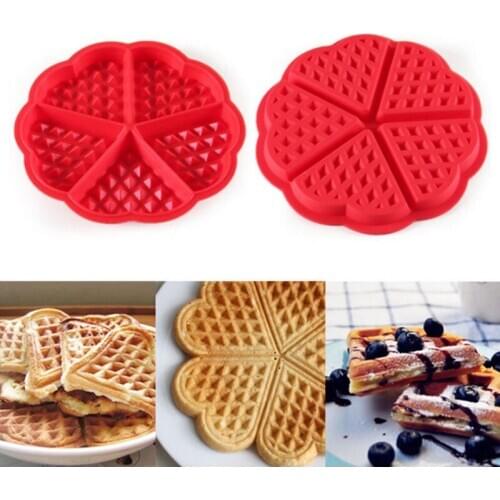 Home Kitchen Waffle Mold Heart-shaped Five Points Silicone Non-stick Muffin Lattice Waffle Pan Baking Pan Oven Baking Tools