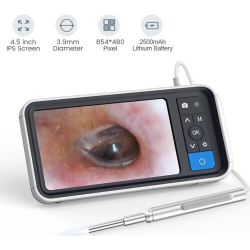 3-in-1 professional multi-function endoscope visible ear spoon HD 4.5-inch visible screen 3.9mm 1.0MP mini camera borescope