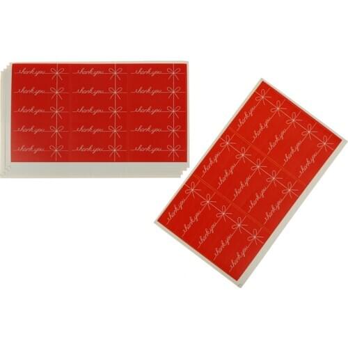 75pcs/set Cake bake Packaging Sealing Label Sticker Red Thank You Bow Rectangle Handmade Box Stickers
