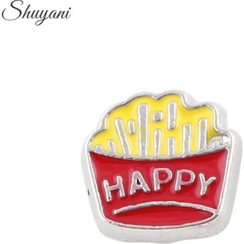 F88 Factory Price 8*9mm Alloy Metal Kids French Fries Charms Fit Memory Glass Lockets