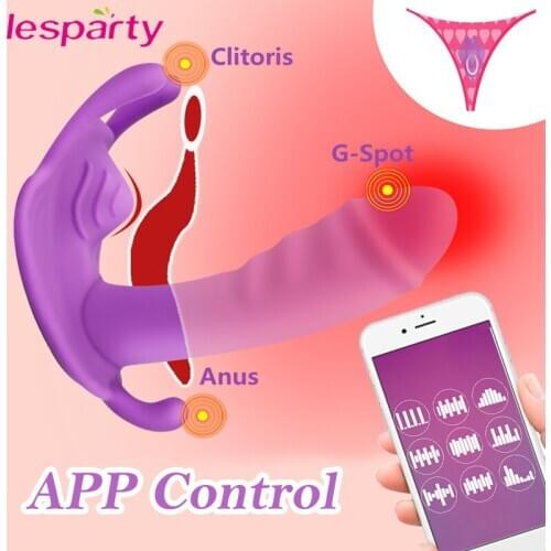 Bluetooth Sex toys Butterfly Wearable Dildo Vibrator for Women Masturbator Panties G Spot Clit Stimulator Remote Control Panties