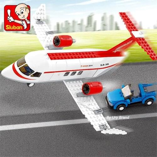 City Series Aviation Concept Private Plane Airplane Set Mini Car Figures DIY Model Building Blocks Toys for Children Gifts