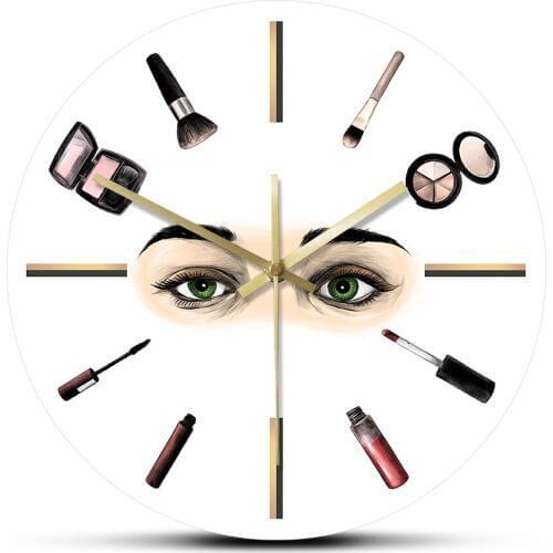 Makeup Tools Beauty Salon Modern Acrylic Wall Clock Makeup Studio Time Clock Room Decor Wall Clock