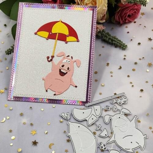 M17D DIY Lovely Pig Embossing Card Knife Mould, Carbon Steel Printing Steel Mould for Album Paper Card Making