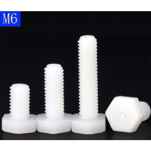 M6 x 1.0 White Plastic Nylon External hex Black Plastic Nylon Hexagon Head Cap Set Screws bolts DIN 933