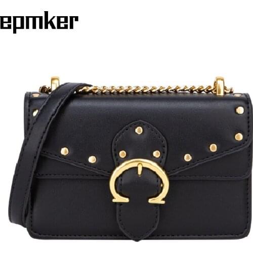 EPMKER Mini Crossbody Bags Fashionable Purses and Handbags Luxury Designer Chains Clutch Bag Rivet Satchel Shoulder Bags Women