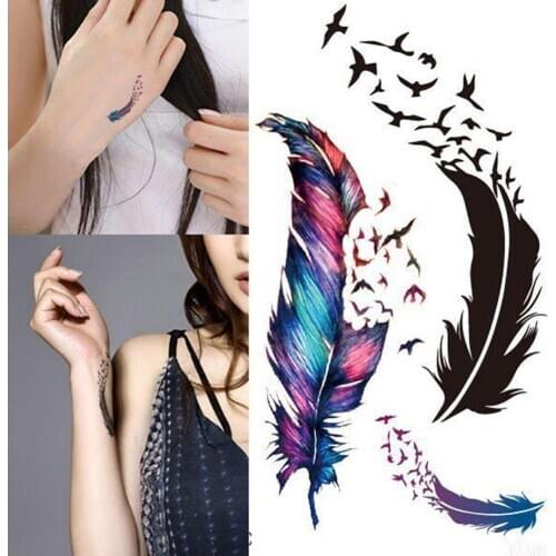 Trendy Waterproof Tattoo Small Fresh Wild Goose Feather Pattern Tattoo Stickers 1pc Chic Waterproof Tattoo