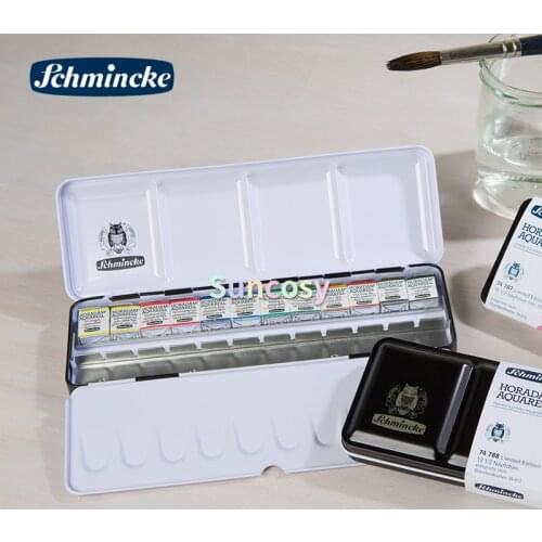 Schmincke Horadam Aquarell Half-Pan Paint Metal Set,Set of 12 24 36 48 Colors,Superior Quality, Natural Ingredients