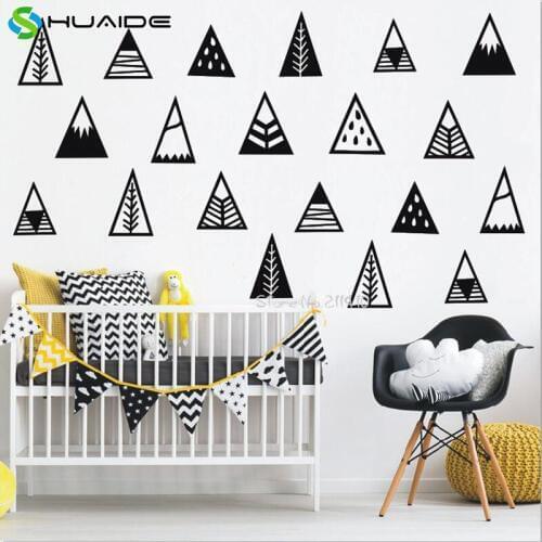 Nordic style DIY Cute Mountains Wall Stickers For Kids Room Baby Nursery Room Decor Custom Color Vinyl Wall Decal Muraux D989A
