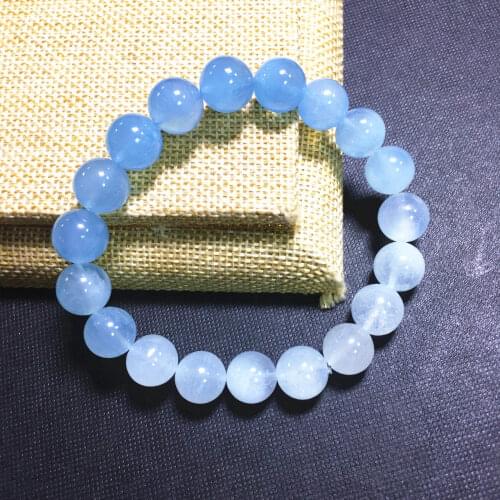 Natural Blue Aquamarine Bracelet Women Men Gift 7mm Stretch Crystal Clear Abacus Beads Stone Bracelet Jewelry AAAAA