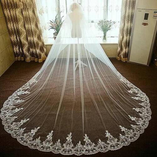New Bridal Veils Long Lace Edge Bridal Veil White Ivory Wedding Wraps With Comb New Bridal Accessories
