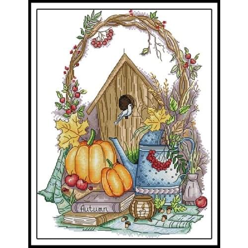 Autumn Impressions Scenery Patterns Stamped Cross Stitch Kits Printed Fabric 14ct 11ct DIY Handmade Needlework Embroidery Kits