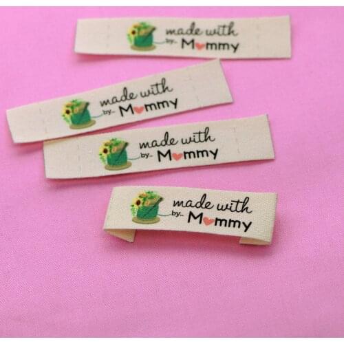 Custom sewing labels, Brand labels, Flowers, Cotton ribbon labels, Handmade labels (FR008)