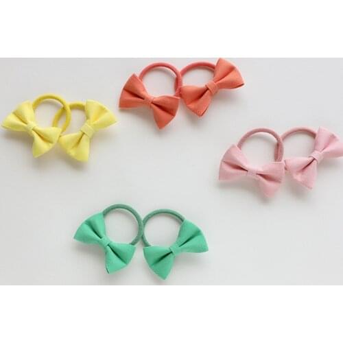 2pcs/lot Bow Hair Ropes Little Girl Hair Bows With Elastic Hair Bands Kids Hair Accessories