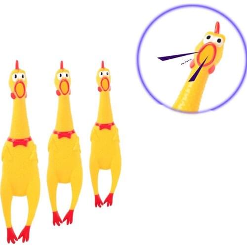 Rubber chicken Scream Toy Chicken Squeeze Sound child for Dogs cat Durable & Funny Squeaky Yellow Rubber