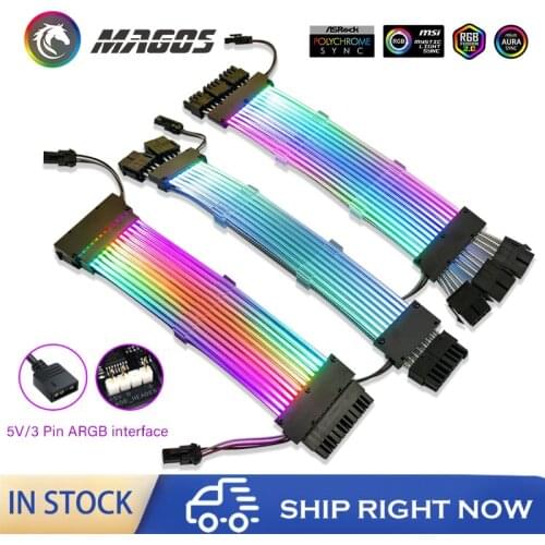 RGB PC Case PSU Extension Cable Power Cord Streamer Plus Kits,M/B ATX 24PIN Extender,GPU Double/Triple 8PIN 5V ARGB MOBO SYNC